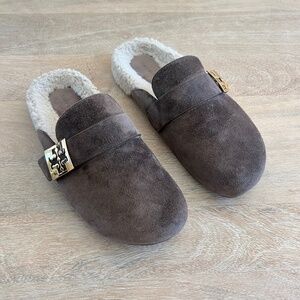 Tory Burch Mellow Suede Shearling Mules